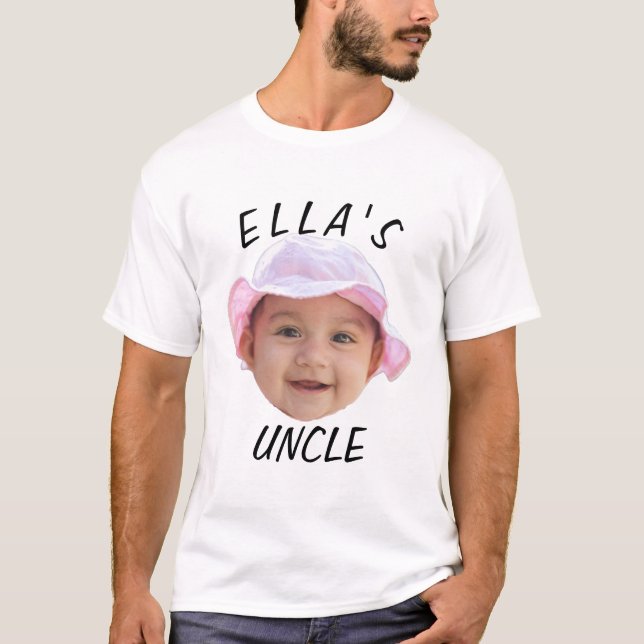 Custom Baby Face Photo Text New Uncle T-Shirt (Front)
