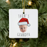 Custom Baby Face Santa Hat Christmas Photo Ceramic Ornament<br><div class="desc">Custom Baby Face Santa Hat Christmas Photo, Replace the face of this baby with your favourite photo (make sure to crop as much to the face as possible and use an app to remove the background) and personalise this funny Christmas Holiday gift with your kid, husband, or boyfriend on it!...</div>