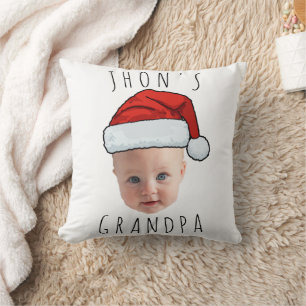 Custom Baby Face Santa Hat Christmas Photo Cushion