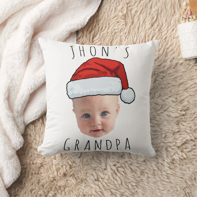 Custom Baby Face Santa Hat Christmas Photo Cushion (Blanket)
