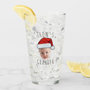 Custom Baby Face Santa Hat Christmas Photo Glass