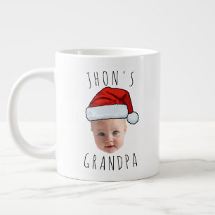 Custom Baby Face Santa Hat Christmas Photo Large Coffee Mug