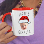 Custom Baby Face Santa Hat Christmas Photo Mug<br><div class="desc">Custom Baby Face Santa Hat Christmas Photo, Replace the face of this baby with your favourite photo (make sure to crop as much to the face as possible and use an app to remove the background) and personalise this funny Christmas Holiday mug with your kid, husband, or boyfriend on it!...</div>