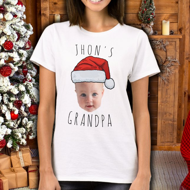 Custom Baby Face Santa Hat Christmas Photo T-Shirt (Creator Uploaded)