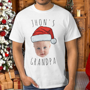 Custom Baby Face Santa Hat Christmas Photo T-Shirt