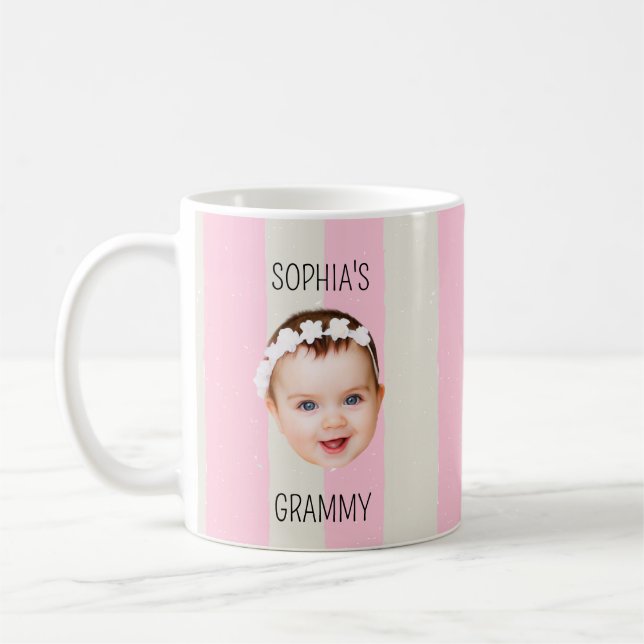 Custom Baby Face Stripe Baby Face New Parent Gift Coffee Mug (Left)
