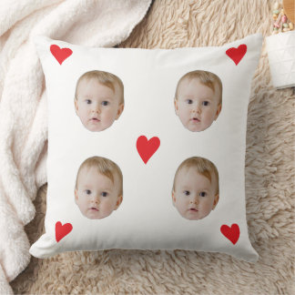 Custom Baby Face With Hearts Cushion
