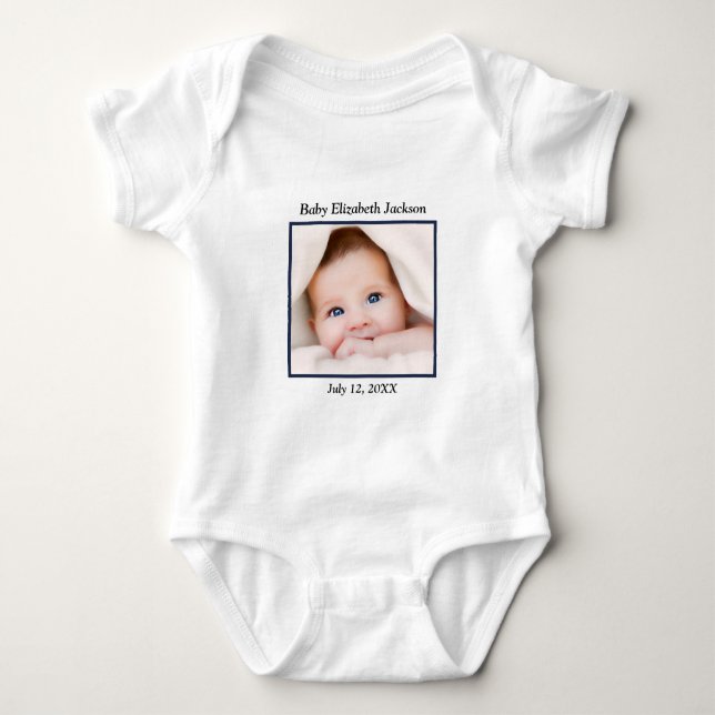 Custom Baby Family Photo Personalise Baby Bodysuit (Front)