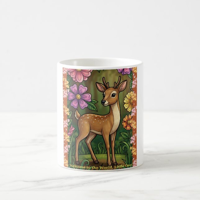 Custom Baby Fawn Mug- Personalized Woodland Name Coffee Mug (Center)