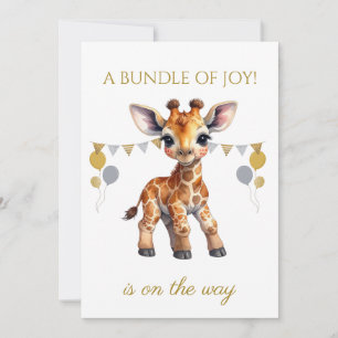 Custom Baby Giraffe with bunting Invitation