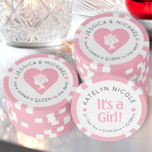 Custom Baby Girl Announcement Personalised Poker Chips