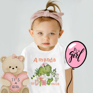Custom Baby Girl Dinosaur DINO Mite T-Shirt