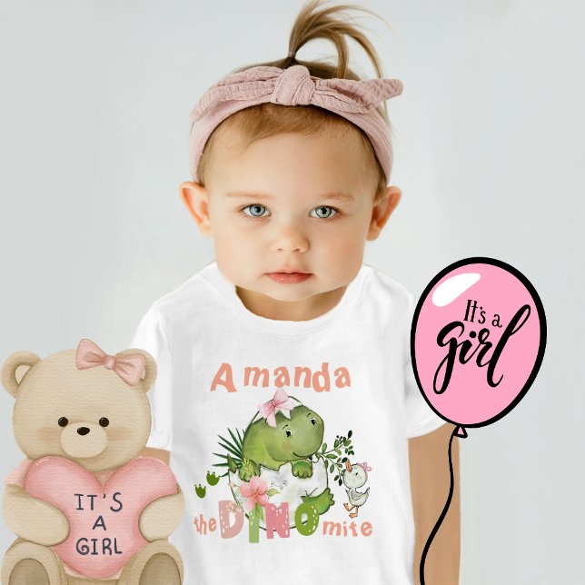 Custom Baby Girl Dinosaur  DINO Mite T-Shirt  (Custom Baby Girl Dinosaur DINO Mite T-Shirt )