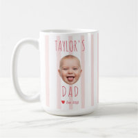 Custom Baby Girl Face Photo Pink Stripes New Dad