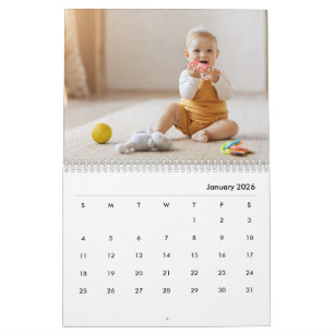 Custom Baby Girl & Family 14 Photo Calendar 2026