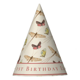 Custom Baby Girl First Birthday Fun Bug Pattern Party Hat