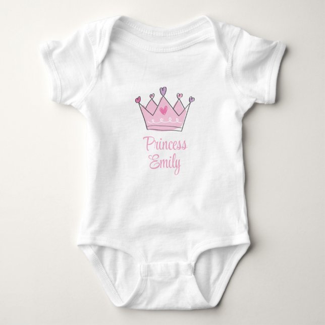 Custom Baby Girl Gift, Princess, Personalised Bodysuit (Front)