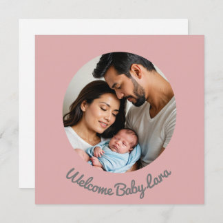custom baby girl pink, welcome birth announcement