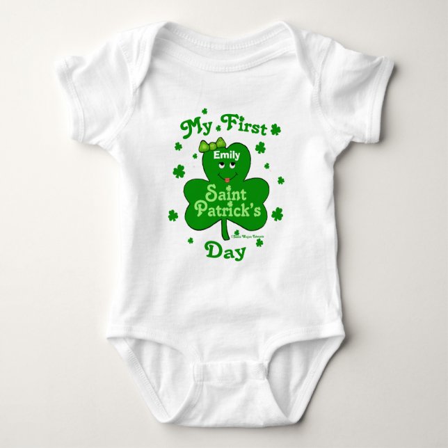 Custom Baby Girl's First St. Patrick's Day Creeper (Front)