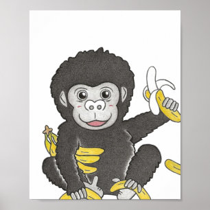 Custom baby gorilla animal nursery poster