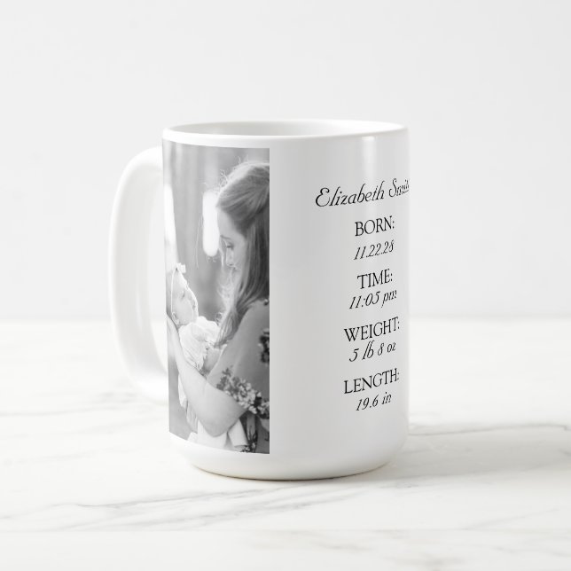 Custom Baby Info Mug (Front Left)