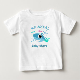 Custom Baby Name Blue Shark T-shirt
