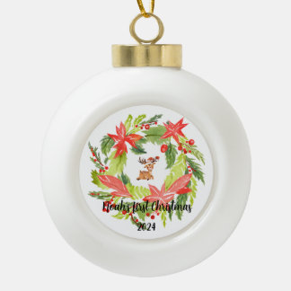 Custom baby name ceramic Christmas ornament 