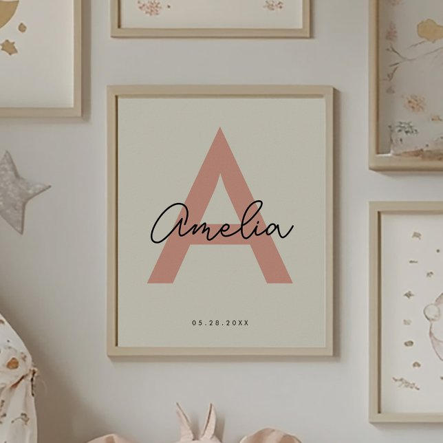 Custom Baby Name Nursery Monogram Letter Kids Room Poster (Creator Uploaded)