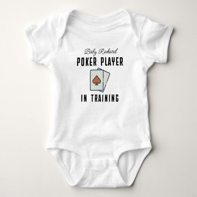 Custom  Baby Name Poker Player in Training Baby Bodysuit (Front)