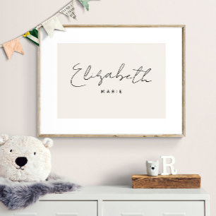 Custom Baby Name Print Minimalist Nursery Wall Art
