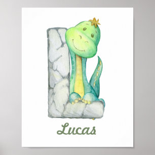 Custom Baby Nursery Decor Cute Dinosaur Letter L