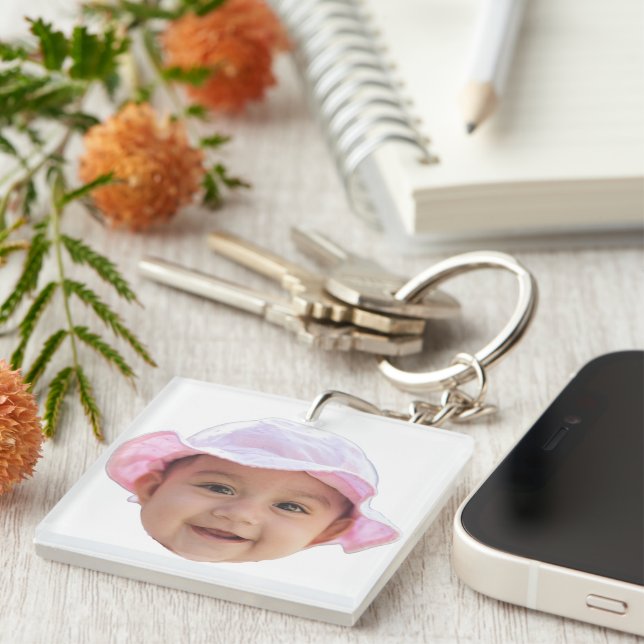 Custom Baby Photo, Baby Photo Face Key Ring (Front Right)