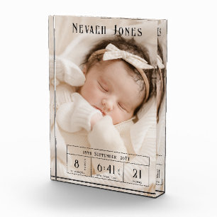 Custom Baby Photo Birth Stats Photo Block