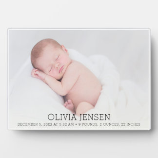 Custom Baby Photo Birth Stats Plaque