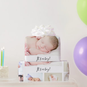 Custom baby photo celebration gift wrapping paper