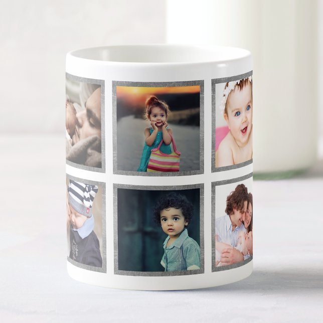 Custom Baby Photo Collage Elegant Silver Coffee Mug (Creator Uploaded)