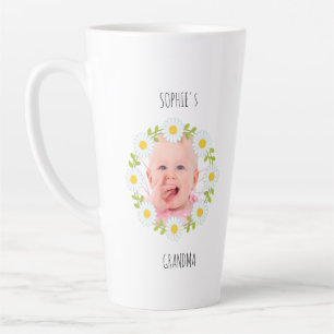 Custom Baby Photo Daisy Wreath Grandma Latte Mug