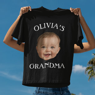 Custom Baby Photo Grandma Personalised Name Gran T-Shirt