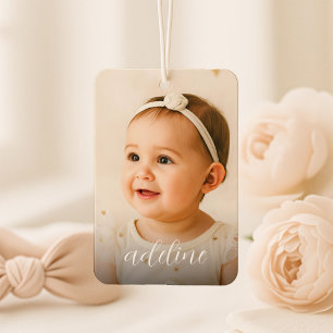 Custom Baby Photo Name Script Car Air Freshener
