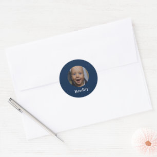 Custom baby photo personalised classic round sticker