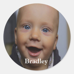 Custom baby photo personalised classic round sticker