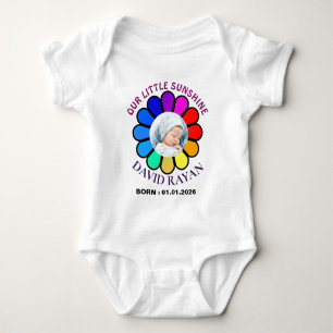 Custom Baby Photo Rainbow Flower & Name Bodysuit