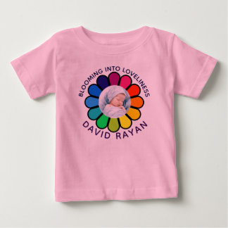 Custom Baby Photo Rainbow Flower Toddler T-Sh T-Shirt