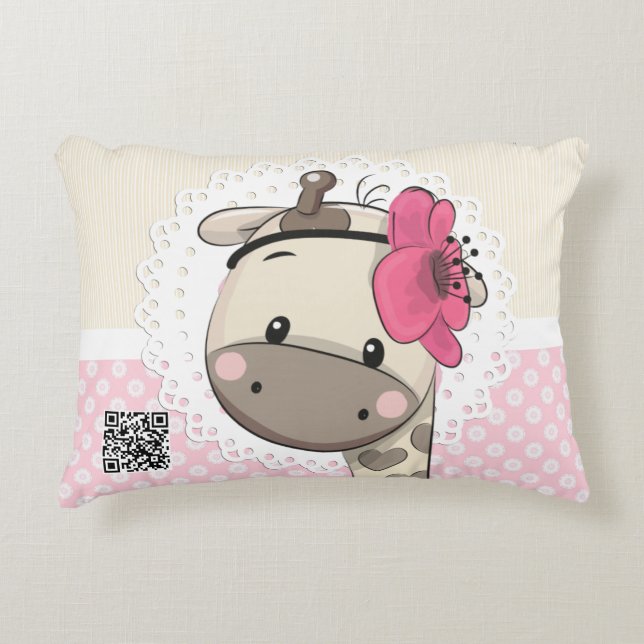 Custom Baby Pink Giraffe Access Pillow  (Front)