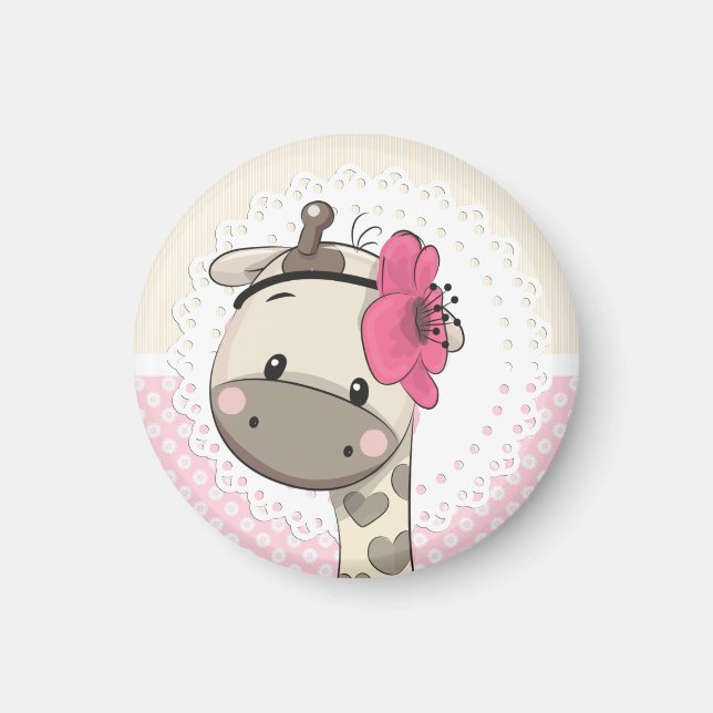 Custom Baby Pink Giraffe Magnet  (Front)