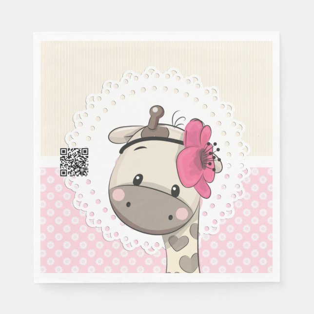 Custom Baby Pink Giraffe Paper Napkins  (Front)