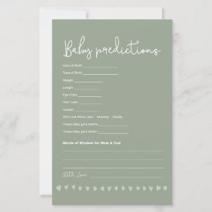 Custom Baby Predictions Baby Shower Game green