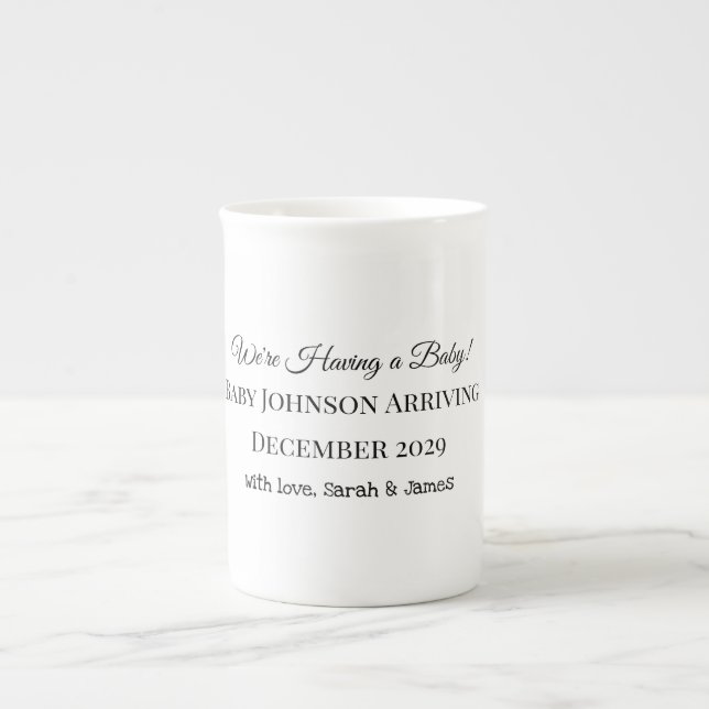 Custom Baby Reveal Card Bone China Mug (Front)