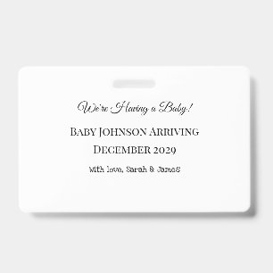 Custom Baby Reveal Card ID Badge