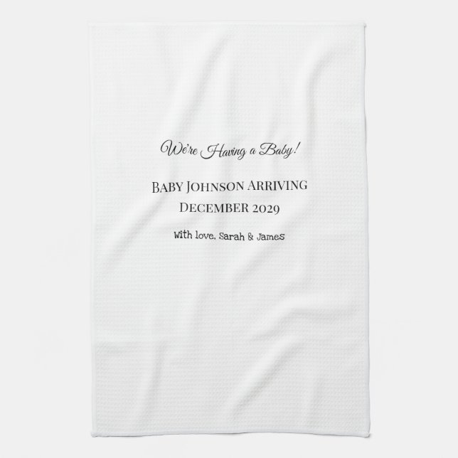Custom Baby Reveal Card Tea Towel (Vertical)